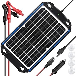 Waterproof 12W 12V Solar Battery Charger & Maintainer Pro - Built-in Intelligent MPPT Charge Controller - 12 Volt Solar Panel Trickle Charging Kit for Car Automotive Boat Marine Motorcycle RV Trailer