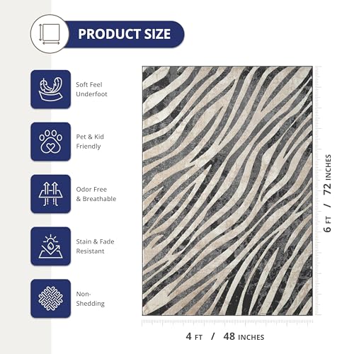 Tapete Abani Terra 4x6 zebra negro crema miniatura 2