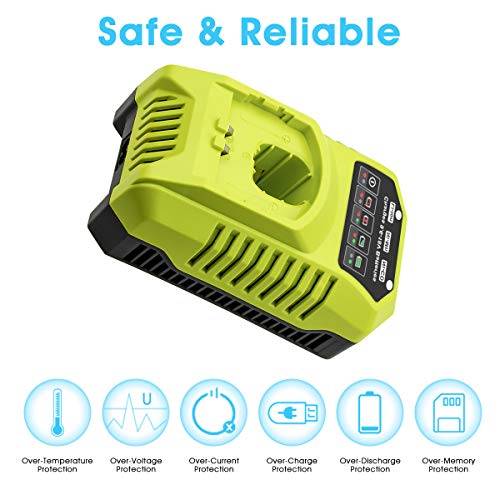 Dosctt 2 Packs 3600mAh Lithium ion 18 Volt P102 Batteries and P117 Charger Compatible with Ryobi 18V Battery and Charger Combo P102 P103 P104 P105 P107 P108 P109 P122 P117 P118 (Yellow)