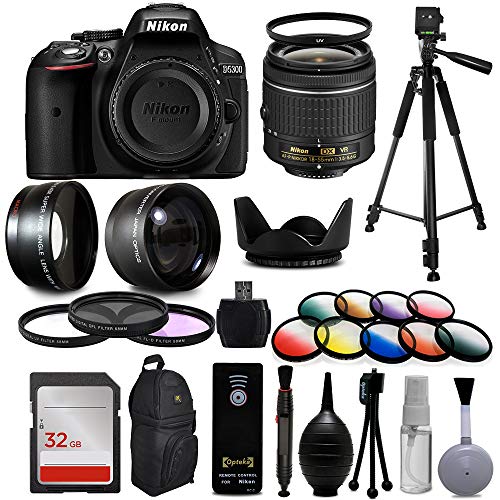 Nikon D5300 digitale DSLR Kamera + 18–55 mm VR II + Weitwinkel mit Fisheye und Makro-Effekte + 30 PC-Zubehör Bundle + 152,4 cm Stativ...