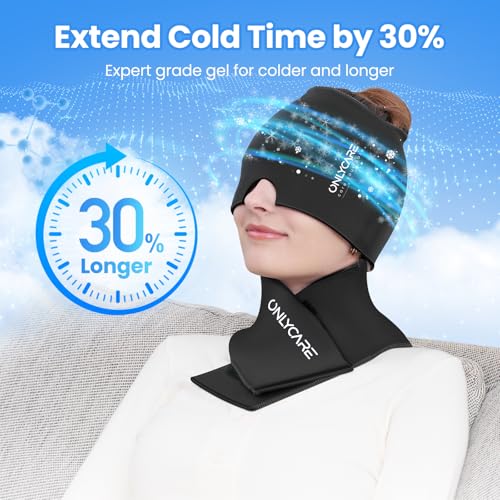 ONLYCARE Migraine Relief Cap and Neck Ice Pack Wrap Gel Set, Upgrade Headache Relief Cap and Shoulder Cold Pack, Hot and Cold Compress, FSA - HSA Eligible, Relief of Pain, Swelling, Office Pressure - Image 3