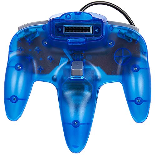 Image of miadore Classic N64 Controller, Wired N64 64-bit Gamepad with Upgraded Joystick Remote for N64 Video Games System N64 Console-Transparent Blue