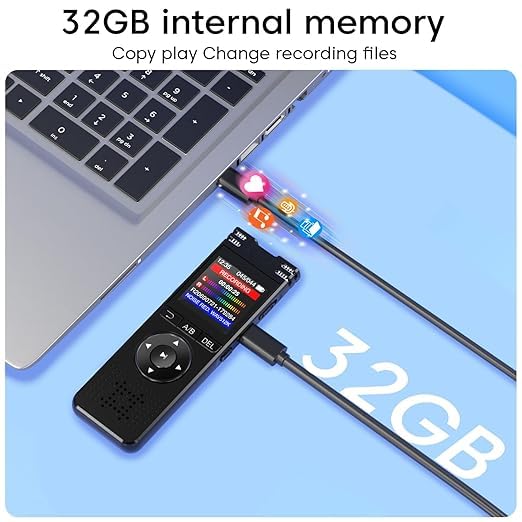 Image of Sounce 4GB Voice Recorder Device with AI Noise Reduction Mp3 Player with Earphones One Click Recording Upto 15 Hours Built in Mic Compact Portable Digital Audio Recorder for Daily Use (Blue)