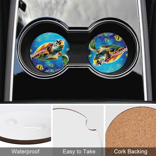 4PCS Posavasos para Auto Tortuga Marina Universal 6.5 cm miniatura 5