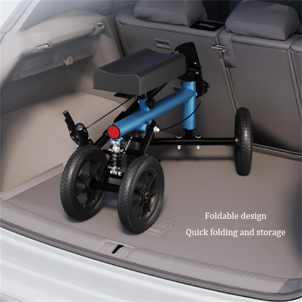 Andador de rodilla plegable para lesiones, andador de rodilla con ruedas y dirección, andador manual con asiento y ruedas, ayudas para la movilidad y la vida diaria, para lesiones en los pies.