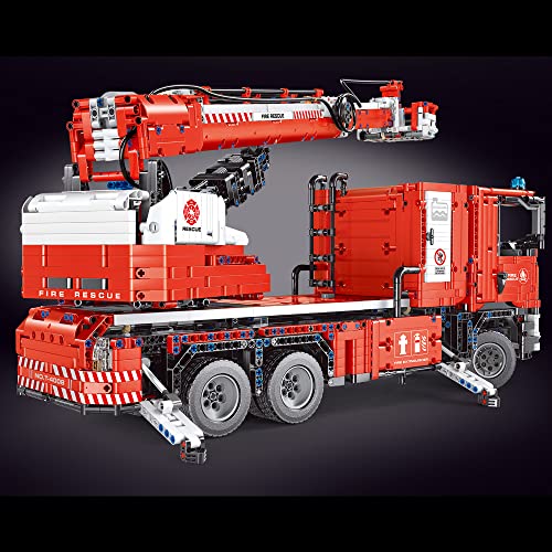 YOKES Technik Feuerwehrauto mit 8 Motoren, 4629 Teile Technik Ferngesteuert Feuerwehr LKW mit Kranarm Modell Bausatz… – Bild 4