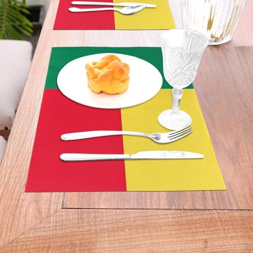 Sets de table haut de gamme vinyle tissé drapeau Bénin isolation table - 5
