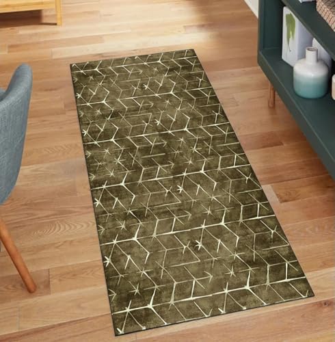 Alfombra moderna para pasillo o cocina color marrón de 50 x 280 cm 2