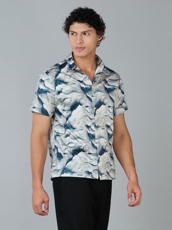 Image of MARK & ALBERT Men's 100% Cotton Printed Half Sleeves Regular Fit Shirt for Men