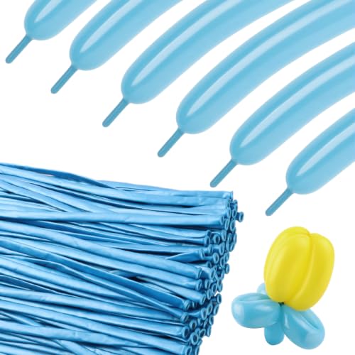 Image of Party Balloons - Pearl Light Blue 260 Long Balloons for Birthday Celebrati | Pearl Light Blue long balloons for balloon arch & party event decorations, thick latex & easy to inflate, great for birthday