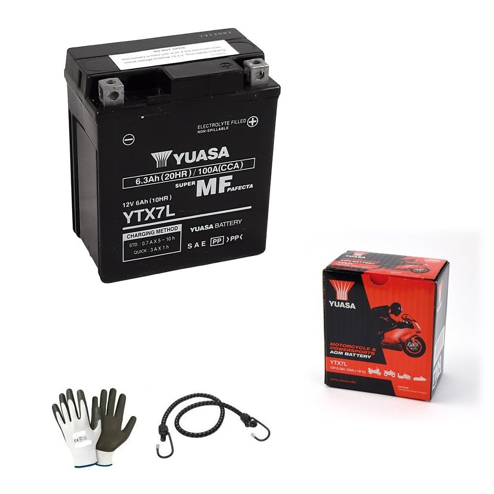 COMPATIBLE AVEC KAWASAKI JS (Jet Ski) 750 0000 A 0000 BATTERIE YUASA YTX7L AGM 12V/6AH CCA100 (SCELLÉE-PRÉCHARGEÉE) POUR MOTO SCOOTER DÉJÀ PRÊTE À MONTER BRICOLAGE 115X72X133MM