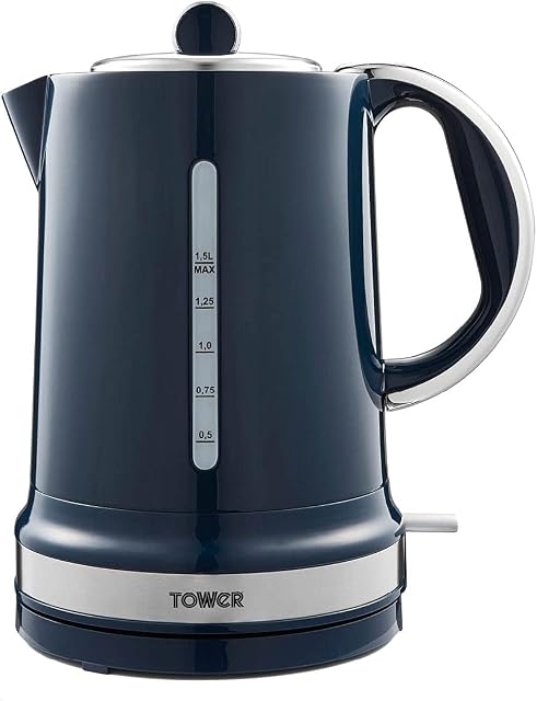 Tower T10049MNB Belle Jug Kettle with Rapid Boil, 1.5 Litre, 3000 W, Midnight Blue