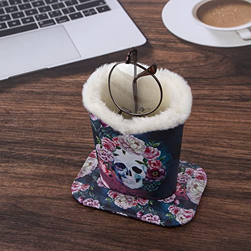 Image of Plush Fluffy Lined Anti-scratch Eyeglasses Holder Protective Glasses Stand Case