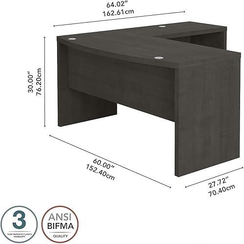 Miniatura 3 de Bush Business Furniture Echo - Escritorio de oficina con lazo en forma de L en arce carbón, mesa moderna para computadora para el hogar o espacio de