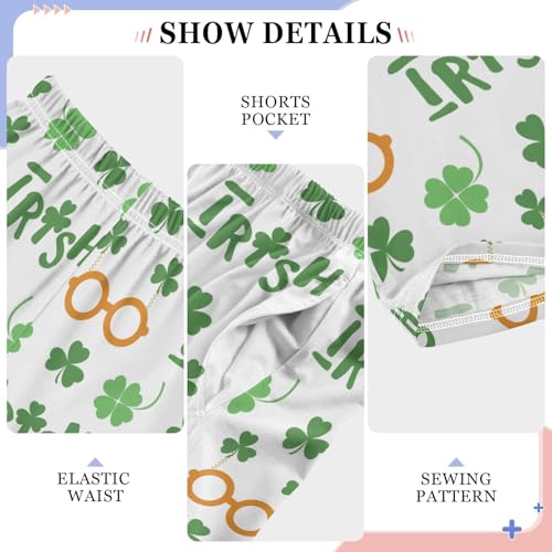 Irish Clover Glasses Boys Long Pants Soft Trousers Elastic Waist Kids Lounge Bottoms with Pockets S-XL4