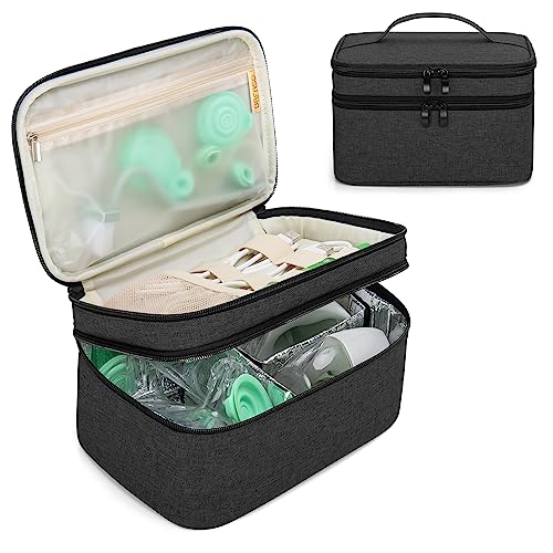 Image of BAFASO Wearable Breast Pump Bag Compatible with Momcozy S12 Pro, Willow and Elvie Breast Pump, Carrying Case for Wearable Breast Pump and Extra Parts, Black