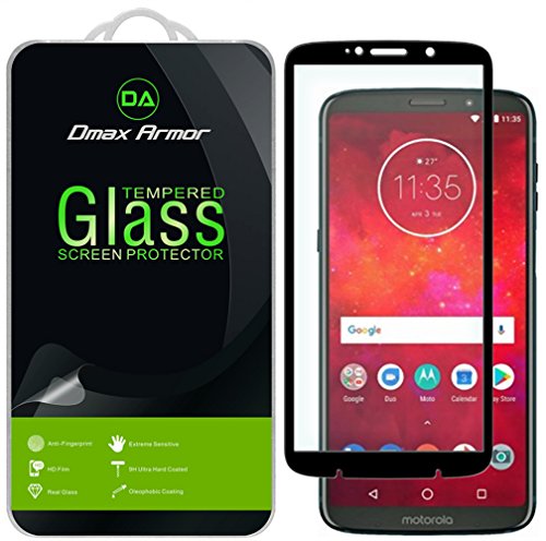 [2-Pack] Dmax Armor for Motorola Moto Z3 / Z3 Play [Tempered Glass] Screen Protector, (Full Screen Coverage) (Black)