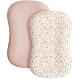 Konssy 2 Pack Baby Lounger Cover, Stretchy and Soft Newborn Lounger Cover, Infant Lounger Slipcover for Boys Girls, Covers Only (Pink Spring,Pink)