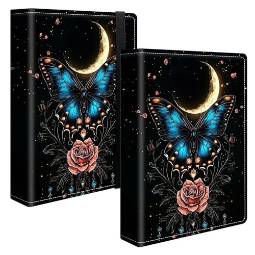 Image of Photo Album 4x6 120 Pockets Photos with Strong Elastic Band, Small Mini Albums Sheet Protector Folder for Photos, Album for Family Wedding Women Men Baby Vacation Gift, Butterfly Moon