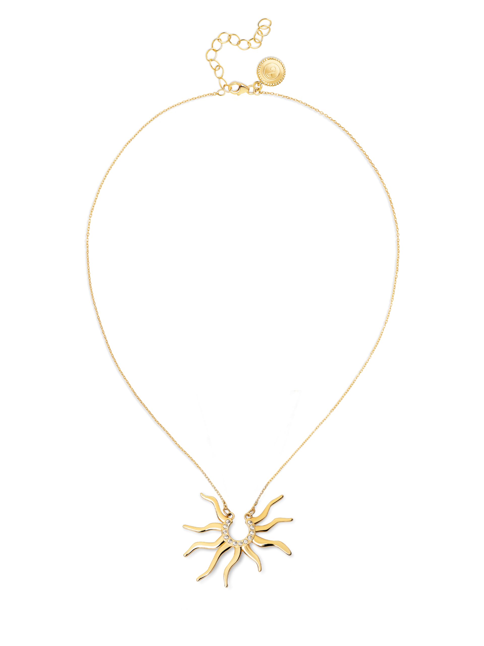 SINGULARU Sole Mio – aus Messing mit 18-karätigem Gold-Finish und Zirkonia-Details – Sonnenmotiv – Schmuck für Frauen