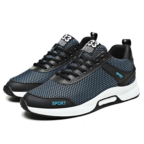 BMINFEE Men's Invisible Height Increasing Elevator Shoes 2.5 Inches Taller Lace-up Breathable mesh Lightweight Hip Hop Fashion Sneakers Blue432