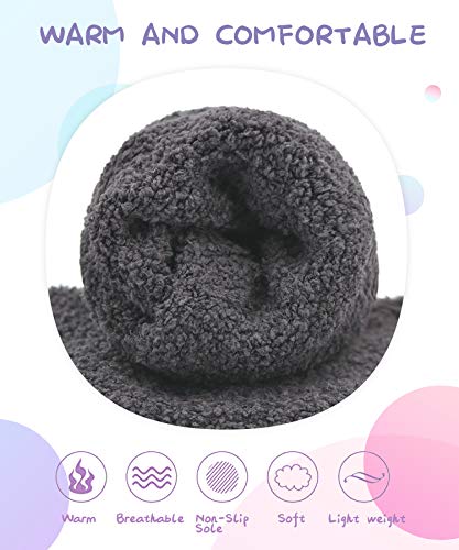 Panda Bros Girls Warm Fuzzy Fluffy Socks, Non Skid Slipper Socks for Kids, 3 Pairs3
