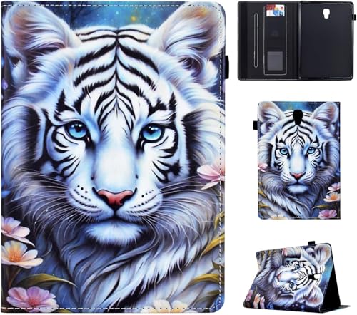 Vaitasy Funda para Samsung Galaxy Tab S4 10.5 Pulgadas 2018 (SM T830/T835), Multiángulo Soporte Carcasa con Portalápiz Cover para Galaxy Tab S4   Tigre Blanco