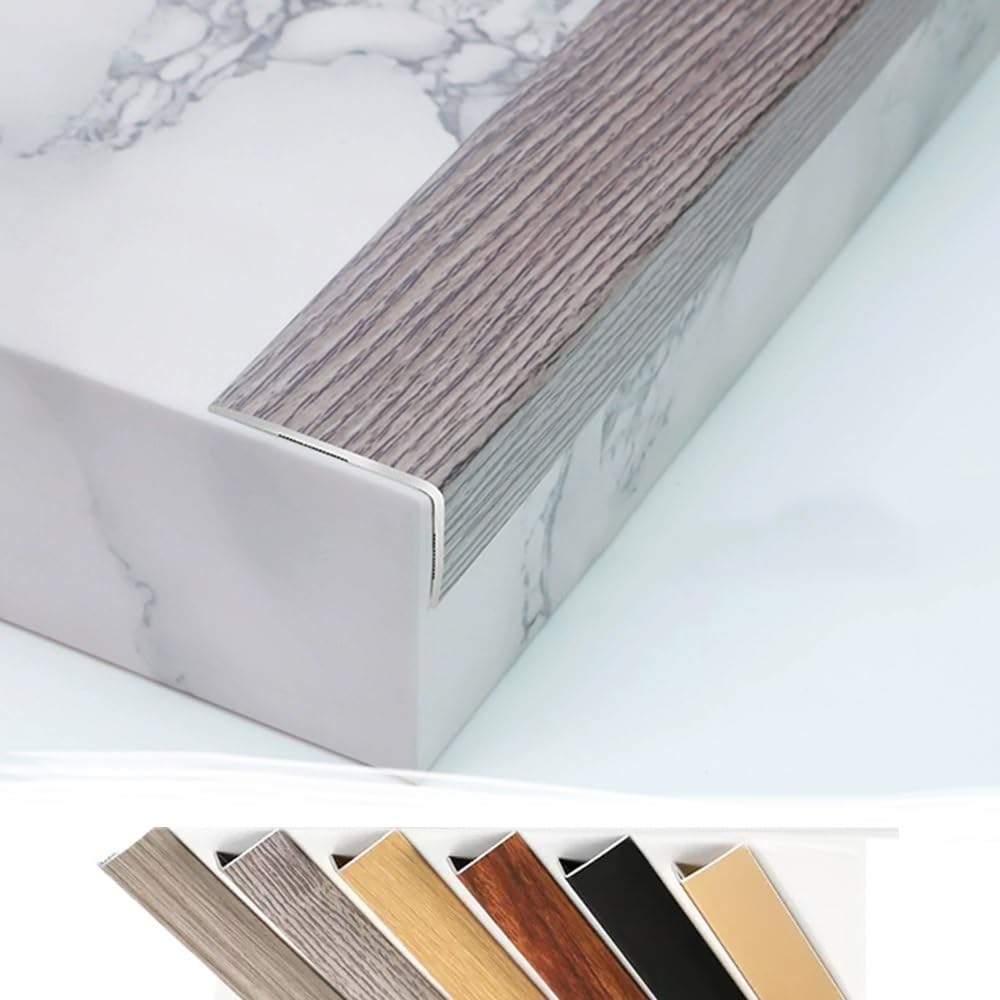 SVBVRFEEW Stair Edging Transition Strip Cuttable, Stair Nose Molding Aluminum Stair Nosing Edge Trim 36" 48", Metal Step Trim L Stair Corner Guards