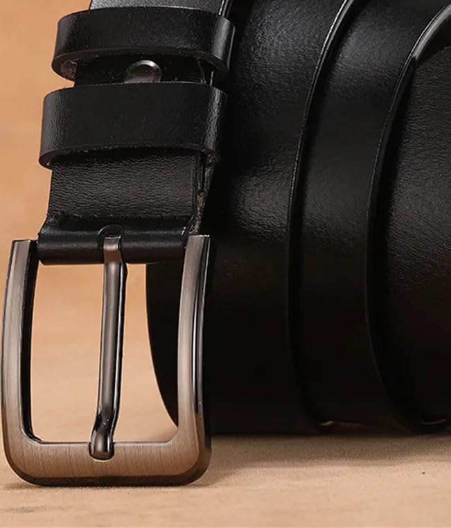 Men Cowhide Leather Belt with Traditional Pin Buckle for Comfortable Fit2