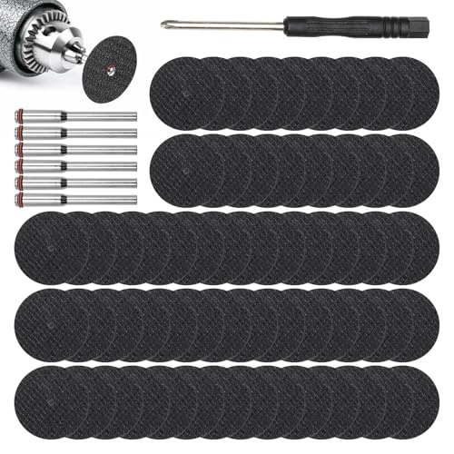60PCS for dremel cutting discs with 6 Mandrels and A Screwdriver for dremel metal cutting discs 1-1/4 cuttings disc metal to Precision Metalwork & DIY Projects(Black)