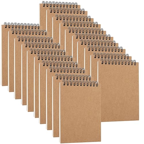 ZEONHEI 20 Pack A6 Blank Spiral Sketch Books, 30 Sheets / 60 Pages of 160gsm Plain Paper Notebook Drawing Pads