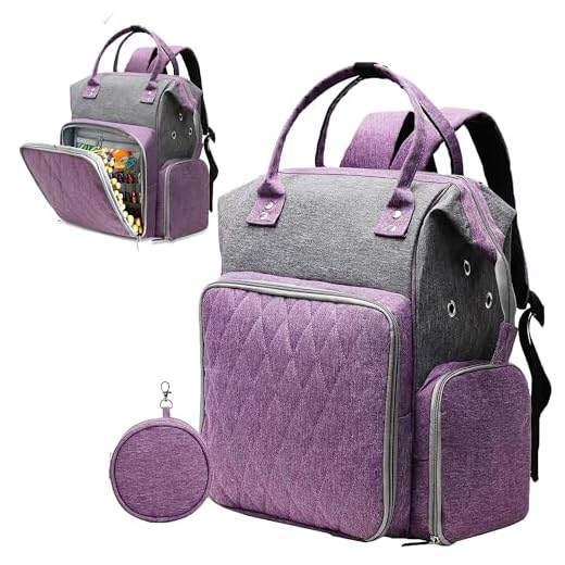 QZLKNIT Knitting Bag Backpack, Crochet Bags and Totes Organizer, Crochet Backpack Organizer, Large Yarn Storage Organizer for Knitting Needles, Crochet Hooks and Other Crochet Accessories (Bag Only)