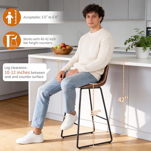 Image of 30 Inch Bar Stools Set of 3 with Ergonomic Back & Durable Stable Legs