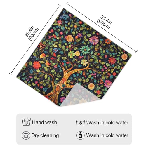 Satin Head Scarf for Women Shawl Wraps 35" Large Square Silk Like Hair Scarf for Sleeping Vintage Azalea Leaves Black4