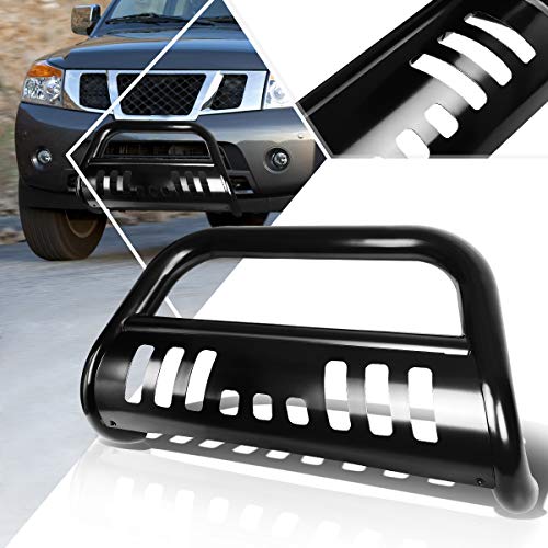 PM PERFORMOTOR 3 Black Steel Bull Bar,Front Bumper Push Bar Grille Guard Compatible with 04-15 Nissan Armada-Titan