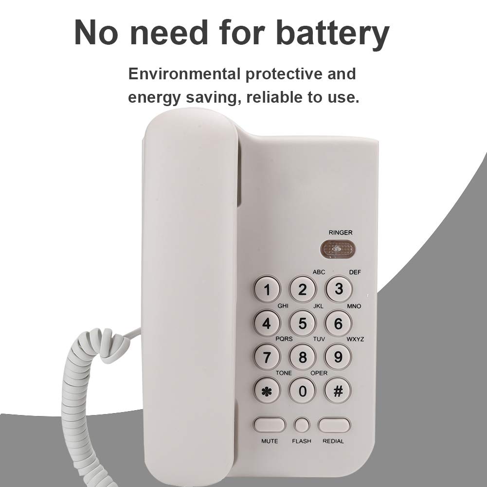 Telefon przewodowy stacjonarny, wspornik telefonu stacjonarnego do zawieszenia na ścianie, do domu, recepcji, hotelu, biura itp. (linia telefoniczna w Wielkiej Brytanii w losowym kolorze) (biały)