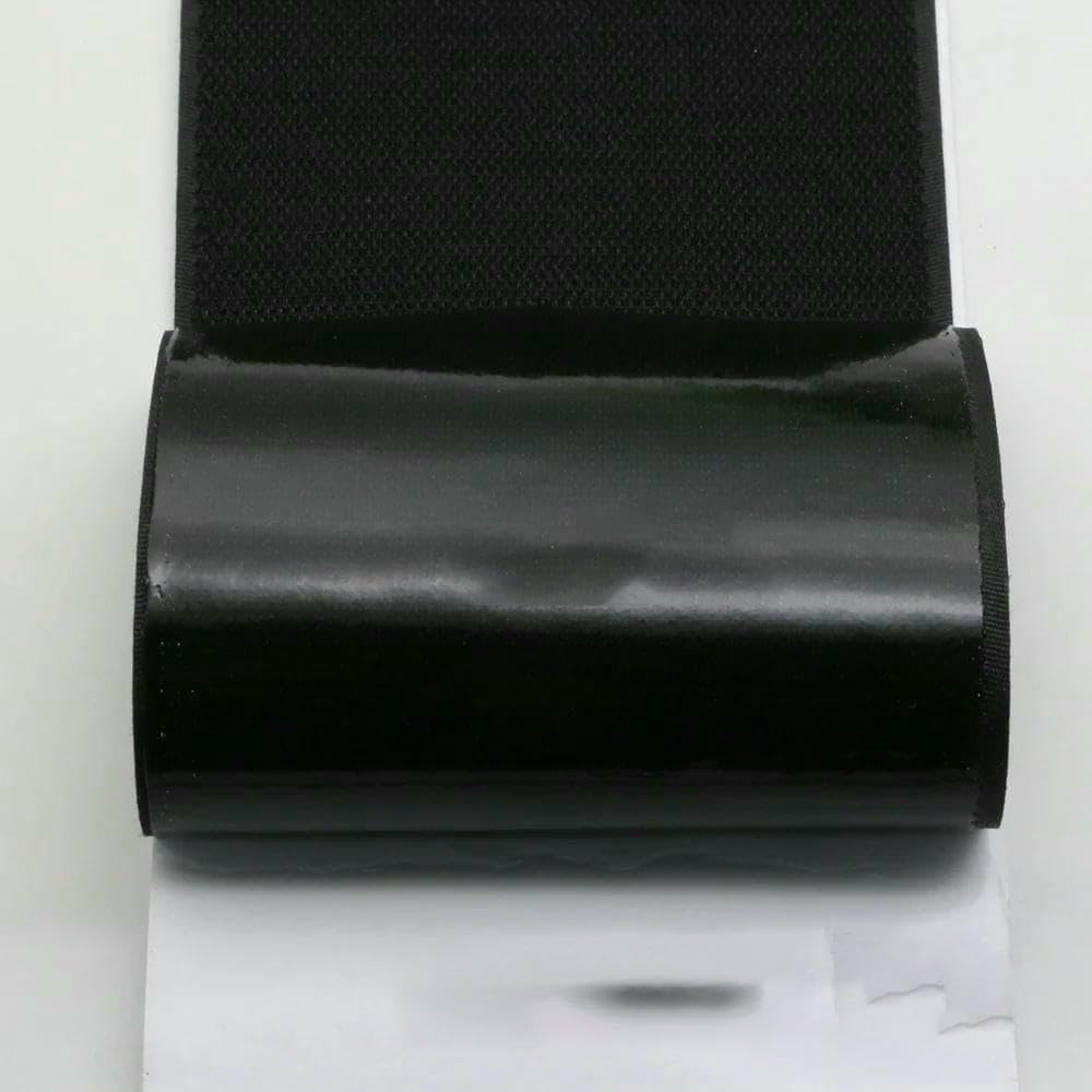 Nastro adesivo resistente da 100 mm con gancio e passante, nastro adesivo in gomma con colla per fai da te - Nero da 100 mm - 2 m con gancio e passante da 2 m