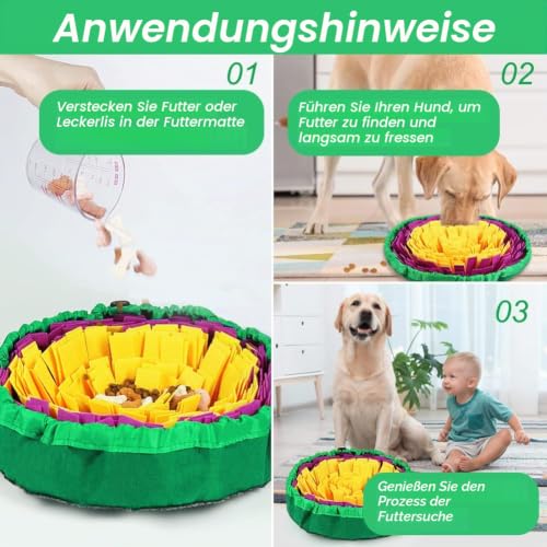 Vivifying Schnüffelmatte für Hunde, langlebige Schnüffelmatte, waschbar, interaktives Spielspielzeug für große Hunde und Welpen (Gelb / Lila)