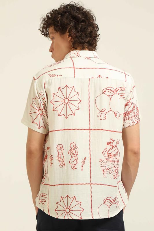 Image of BE ACTIVE Men's Printed Motif Half Sleeve Shirt || Printed Perfection || Breathable Comfort || Casual Sophistication