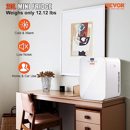 Vevor WHITE COMPACT REFRIGERATORS Mini Fridge, 20L Skincare Fridges With Temper Control Touch Screen, Portable Small Beverage Refrigerator thumb #1