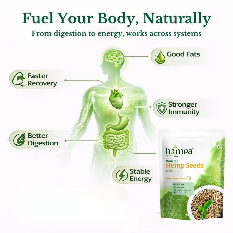 Image of Hampa Roasted Hemp Seeds for Eating - 300g | Pudina Flavour