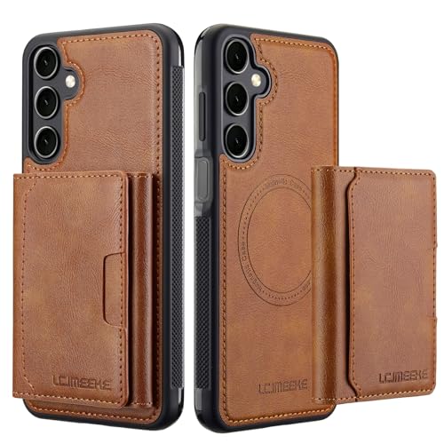 Étui Galaxy S25 Edge cuir marron luxe avec portefeuille amovible