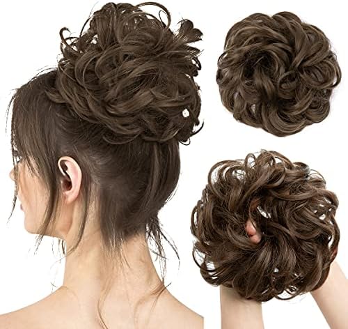 Messy Hair Bun Extensions Curly Wavy Hair Scrunchies for Women Girls Large Synthetic Donut Updo Hair Pieces Hair Chignons