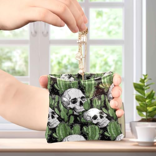 Coin Purse for Women Cactus Skull Coin Pouch Change Holder PU Leather Mini Wallet Portable Coin Bag Money Pocket4