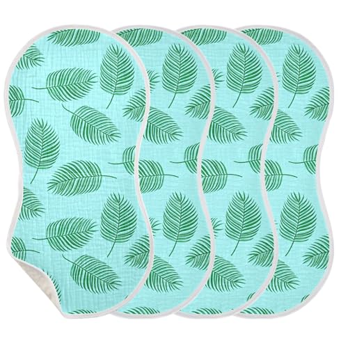 Palm Leaves Baby Burp Cloths for Boys and Girls, Soft Muslin Spit Up Towels, 22"x11" Newborn Essentials for Feeding and Drooling, 4 Pack3