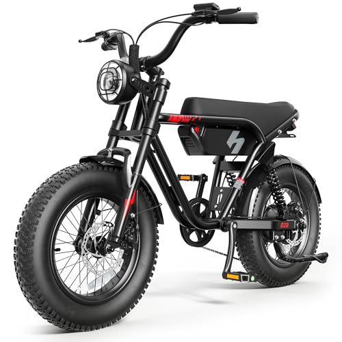 Hopepeak 16' Electric Bike for Teens Adults,Peak 1200W 48V 10.4Ah,20+MPH & 55 Miles Long Range Fat...