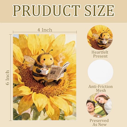 Álbum de fotos Sunflower Bee para 36 fotos de 4x6 pulgadas, regalo para amantes de las abejas, álbum pequeño con abeja leyendo periódico, recuerdo y regalo ideal para familia, aniversario, viajes o vacaciones miniatura 7