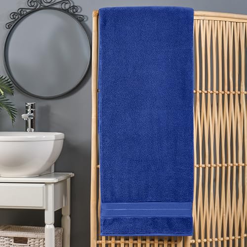 Image of Elegant Comfort Three Line Popcorn Extra Large Luxury Bath Towel - 40 inch x 80 inch inch, Premium Hotel Spa Quality 1 Piece Oversized Bath Sheet 100% Turkish Cotton Super Soft Highly Absorbent, Cobalt Blue