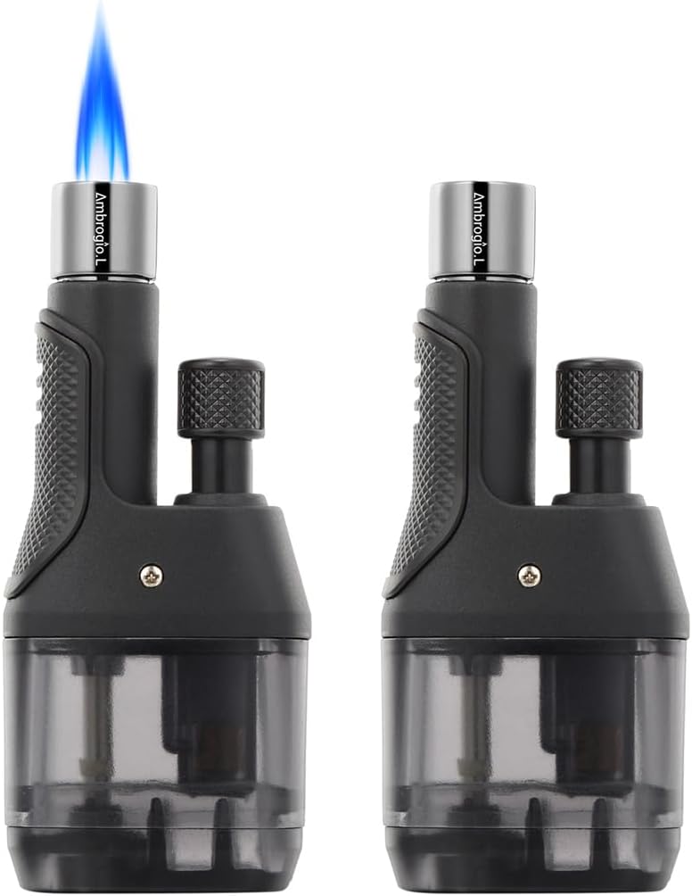 Ambrogio.L Jet Torch Lighter 2 Packs,Jet Flame Butane Lighters Refillable Butane Gas