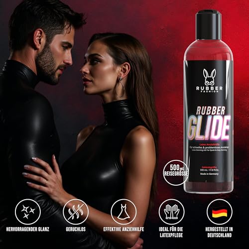 Rubberfashion RubberGlide Silikonöl, Latexpflege & Latex Anziehhilfe Öl, Silikonoel fuer Latexkleidung, Shine Glanz Silikon Öl für Latex Kleidung, Gummi & Fetisch Outfits, Silicon oil 500ml
